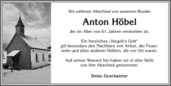 Traueranzeige von Anton Höbel von Allgäuer Zeitung