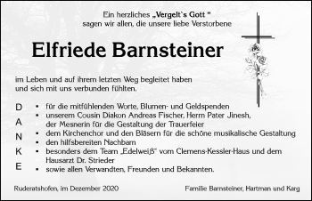 Traueranzeige von Elfriede Barnsteiner von Allgäuer Zeitung, Marktoberdorf