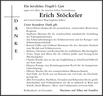 Traueranzeige von Erich Stöckeler von Der Westallgäuer
