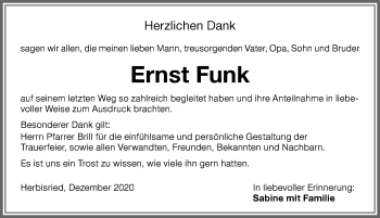 Traueranzeige von Ernst Funk von Allgäuer Zeitung