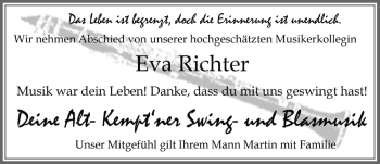 Traueranzeige von Eva Richter von Allgäuer Zeitung,Kempten