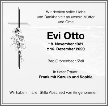 Traueranzeige von Evi Otto von Memminger Zeitung