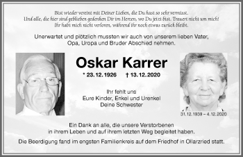Traueranzeige von Gertrud Karrer von Memminger Zeitung