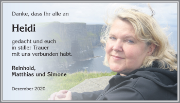 Traueranzeige von Heidi  von Allgäuer Zeitung,Kempten