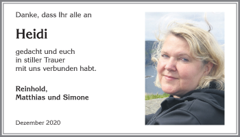 Traueranzeige von Heidi  von Allgäuer Anzeigeblatt