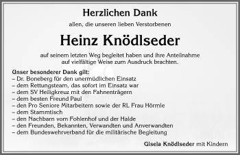 Traueranzeige von Heinz Knödlseder von Allgäuer Zeitung,Kempten