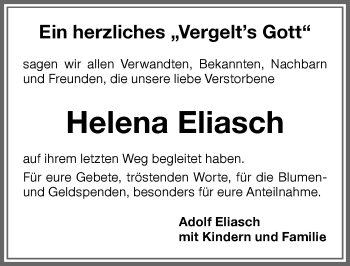Traueranzeige von Helena Eliasch von Memminger Zeitung