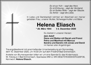 Traueranzeige von Helena Eliasch von Memminger Zeitung