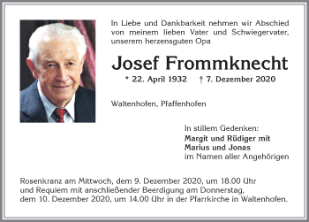Traueranzeige von Josef Frommknecht von Allgäuer Zeitung,Kempten