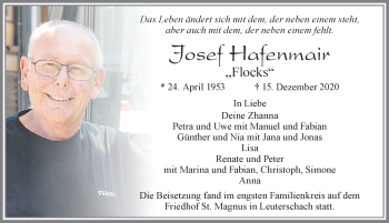 Traueranzeige von Josef Hafenmair von Allgäuer Zeitung, Marktoberdorf
