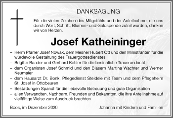 Traueranzeige von Josef Katheininger von Memminger Zeitung