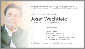 Traueranzeige von Josef Wachtfeidl von Allgäuer Zeitung,Kempten
