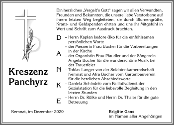 Traueranzeige von Kreszenz Panchyrz von Allgäuer Zeitung, Kaufbeuren/Buchloe
