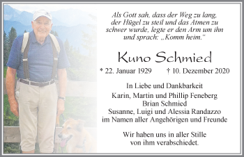 Traueranzeige von Kuno Schmied von Allgäuer Zeitung, Füssen