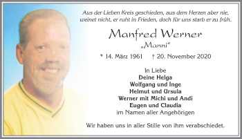 Traueranzeige von Manfred Werner von Allgäuer Zeitung, Füssen