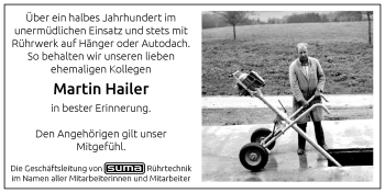 Traueranzeige von Martin Hailer von Allgäuer Zeitung, Gesamtausgabe