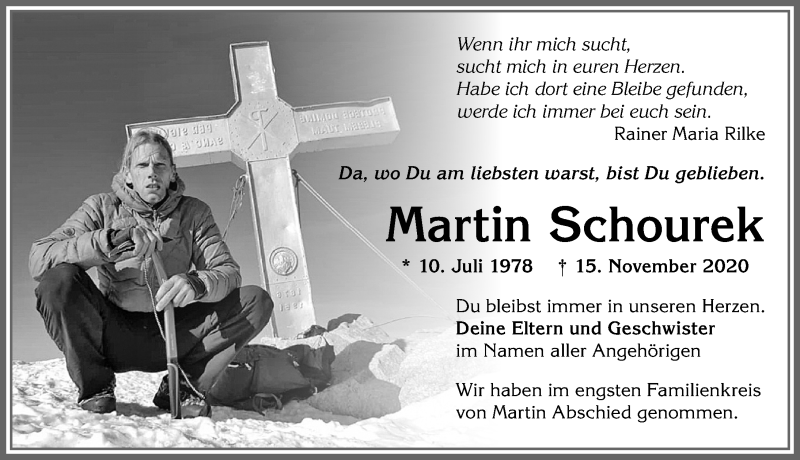  Traueranzeige für Martin Schourek vom 05.12.2020 aus Allgäuer Zeitung, Kaufbeuren/Buchloe