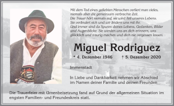 Traueranzeige von Miguel Rodriguez von Allgäuer Anzeigeblatt