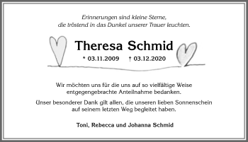 Traueranzeige von Theresa Schmid von Allgäuer Anzeigeblatt