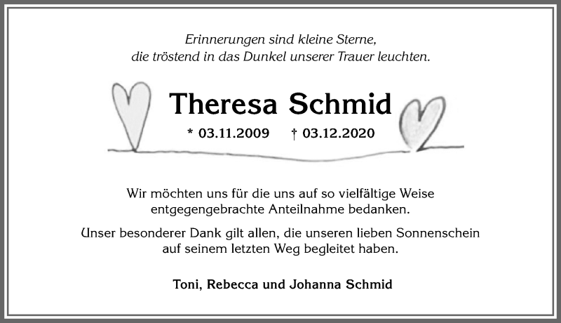  Traueranzeige für Theresa Schmid vom 30.12.2020 aus Allgäuer Anzeigeblatt