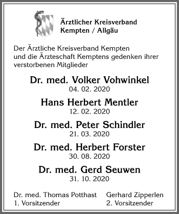 Traueranzeige von Volker Vohwinkel von Allgäuer Zeitung,Kempten