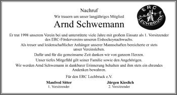 Traueranzeige von Arnd Schwemann von Allgäuer Zeitung, Füssen