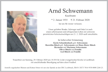 Traueranzeige von Arnd Schwemann von Allgäuer Zeitung, Füssen