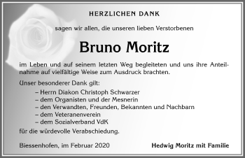 Traueranzeige von Bruno Moritz von Allgäuer Zeitung