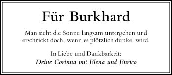 Traueranzeige von Burkhard  von Der Westallgäuer