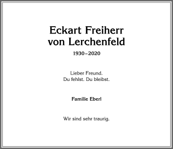 Traueranzeige von Eckart Freiherr von Lerchenfeld von Allgäuer Anzeigeblatt