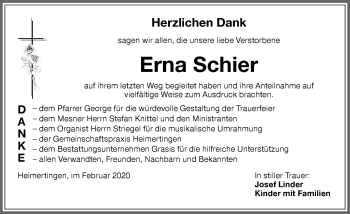 Traueranzeige von Erna Schier von Allgäuer Zeitung
