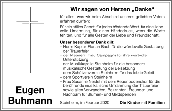 Traueranzeige von Eugen Buhmann von Memminger Zeitung