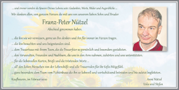 Traueranzeige von Franz-Peter Nützel von Allgäuer Zeitung, Kaufbeuren/Buchloe