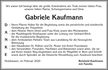 Traueranzeige von Gabriele Kaufmann von Allgäuer Zeitung, Kaufbeuren/Buchloe