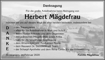 Traueranzeige von Herbert Mägdefrau von Allgäuer Anzeigeblatt