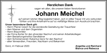 Traueranzeige von Johann Meichel von Memminger Zeitung