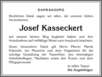 Traueranzeige von Josef Kasseckert von Allgäuer Anzeigeblatt