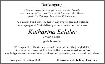Traueranzeige von Katharina Echtler von Allgäuer Zeitung, Füssen
