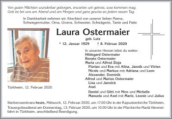 Traueranzeige von Laura Ostermaier von Allgäuer Zeitung