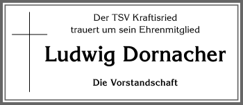 Traueranzeige von Ludwig Dornacher von Allgäuer Zeitung, Marktoberdorf