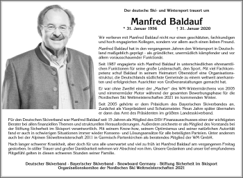 Traueranzeige von Manfred Baldauf von Allgäuer Zeitung, Gesamtausgabe