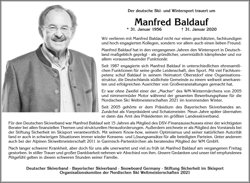  Traueranzeige für Manfred Baldauf vom 04.02.2020 aus Allgäuer Zeitung, Gesamtausgabe