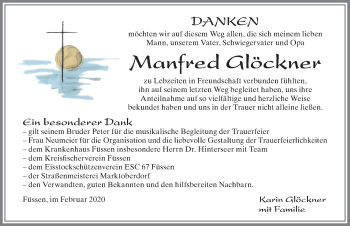 Traueranzeige von Manfred Glöckner von Allgäuer Zeitung, Füssen