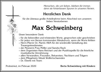 Traueranzeige von Max Schweinberg von Allgäuer Zeitung,Kempten
