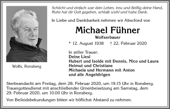 Traueranzeige von Michael Fühner von Allgäuer Zeitung, Marktoberdorf