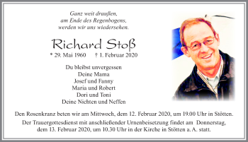Traueranzeige von Richard Stoß von Allgäuer Zeitung, Marktoberdorf