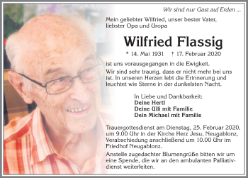 Traueranzeige von Wilfried Flassig von Allgäuer Zeitung, Kaufbeuren/Buchloe
