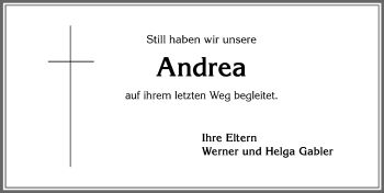 Traueranzeige von Andrea  von Allgäuer Zeitung,Kempten