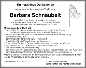 Traueranzeige von Barbara Schnaubelt von Memminger Zeitung