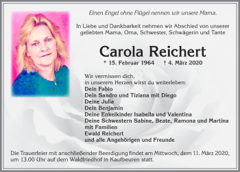 Traueranzeige von Carola Reichert von Allgäuer Zeitung